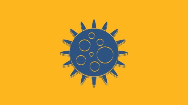 Icono Del Virus Azul Aislado Sobre Fondo Naranja Virus Corona — Vídeos de Stock