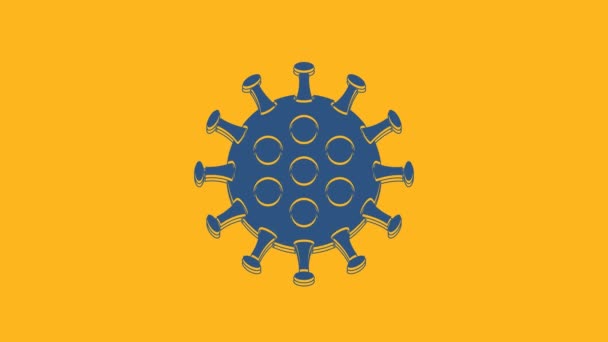 Icono Del Virus Azul Aislado Sobre Fondo Naranja Virus Corona — Vídeos de Stock