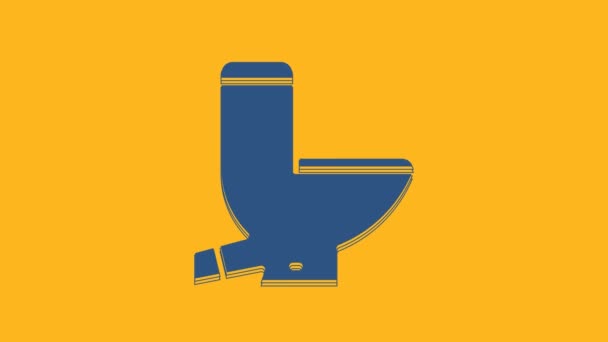 Blue Toilet Bowl Icon Isolated Orange Background Video Motion Graphic — Stockvideo