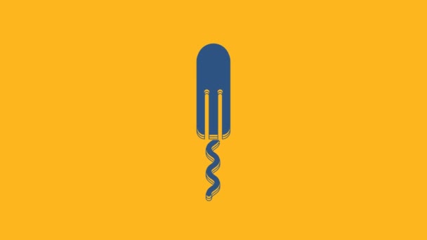 Icono Tampón Sanitario Menstruación Azul Aislado Sobre Fondo Naranja Producto — Vídeos de Stock