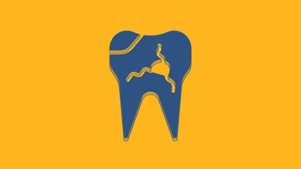 Mavi Kırık Diş Simgesi Turuncu Arka Planda Izole Edilmiş Diş — Stok video