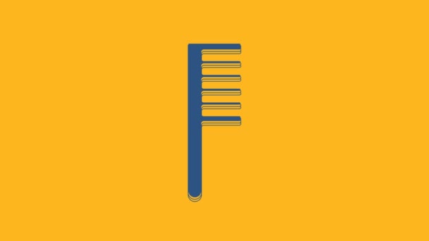 Blue Hairbrush Icon Isolated Orange Background Comb Hair Sign Barber — Stockvideo