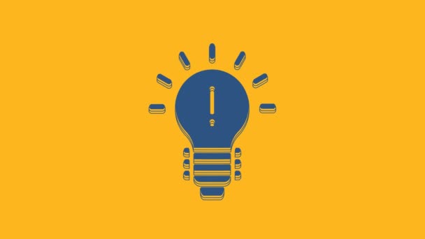 Blaue Glühbirne Mit Konzept Des Ideensymbols Isoliert Auf Orangefarbenem Hintergrund — Stockvideo