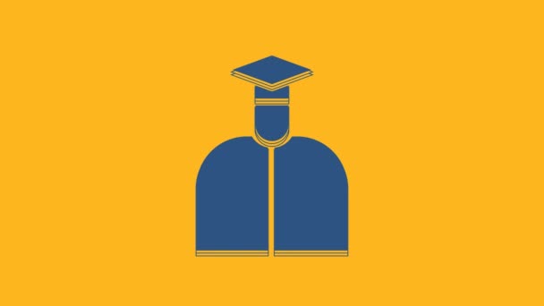 蓝色学生图标孤立在橙色背景 4K视频运动图形动画 — 图库视频影像