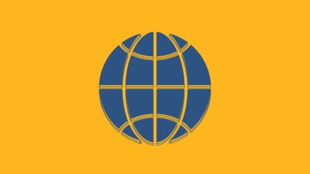 Blue Global Technologie Icône Réseau Social Isolé Sur Fond Orange — Video