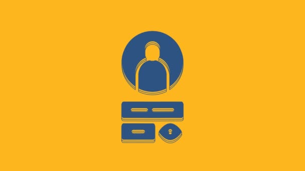 Blue Create Account Screen Icon Isolated Orange Background Video Motion — Vídeos de Stock
