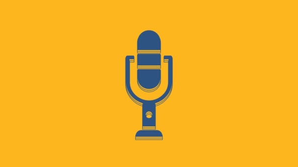 Blue Microphone Icon Isolated Orange Background Air Radio Mic Microphone — 图库视频影像