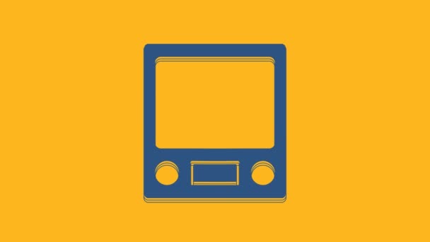 Icona Blu Bilance Elettroniche Isolata Sfondo Arancione Apparecchiature Misura Del — Video Stock