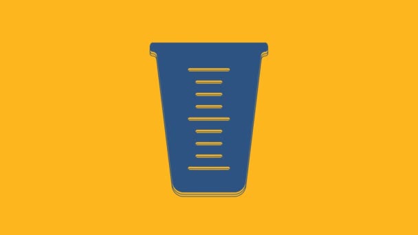 Blue Measuring Cup Measure Dry Liquid Food Icon Isolated Orange — Stockvideo