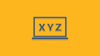 Karatahta simgesindeki mavi XYZ koordinat sistemi turuncu arkaplanda izole edildi. Grafik istatistikleri için XYZ ekseni. 4K Video hareketli grafik canlandırması.