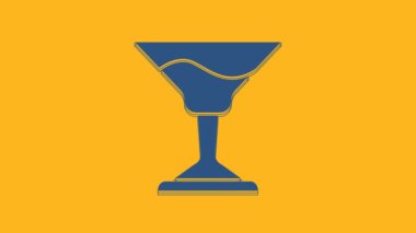 Mavi Kokteyl ikonu turuncu arka planda izole edildi. 4K Video hareketli grafik canlandırması.