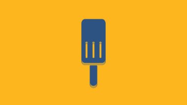Blue Ice cream icon isolated on orange background. Sweet symbol. 4K Video motion graphic animation.
