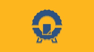 Mavi Çelenk ikonu turuncu arka planda izole edildi. Cenaze töreni. 4K Video hareketli grafik canlandırması.