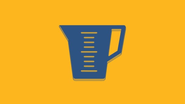 Blue Measuring Cup Measure Dry Liquid Food Icon Isolated Orange — Vídeo de Stock