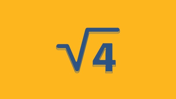 Blaue Quadratische Wurzel Mit Symbolen Auf Orangefarbenem Hintergrund Mathematischer Ausdruck — Stockvideo