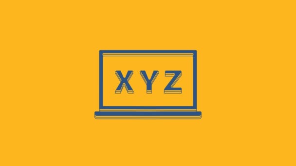 オレンジ色の背景に隔離された黒板アイコン上の青色のXyz座標系 グラフ統計表示のためのXyz軸 4Kビデオモーショングラフィックアニメーション — ストック動画