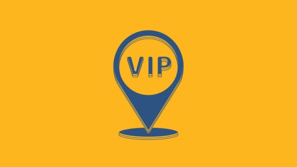 Blue Location Vip Icon Isolated Orange Background Video Motion Graphic — Stock Video