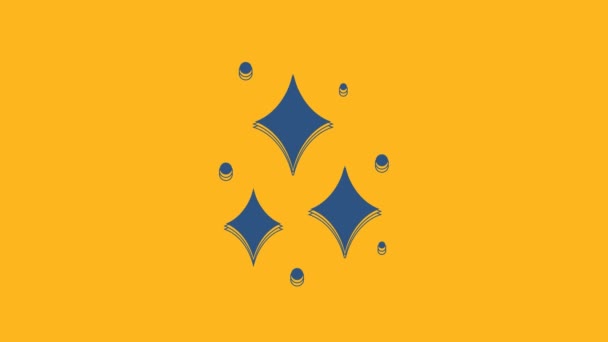 蓝色烟火图标孤立在橙色背景 有趣派对的概念 爆炸物烟火符号 4K视频运动图形动画 — 图库视频影像