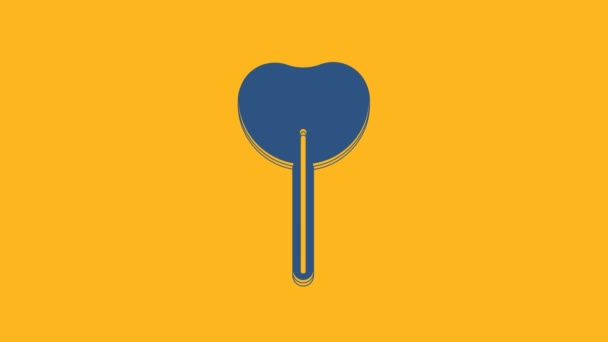 Blue Lollipop Icoon Geïsoleerd Oranje Achtergrond Eten Heerlijk Symbool Video — Stockvideo