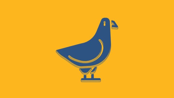 Ikona Blue Dove Odizolowana Pomarańczowym Tle Animacja Graficzna Ruchu Wideo — Wideo stockowe