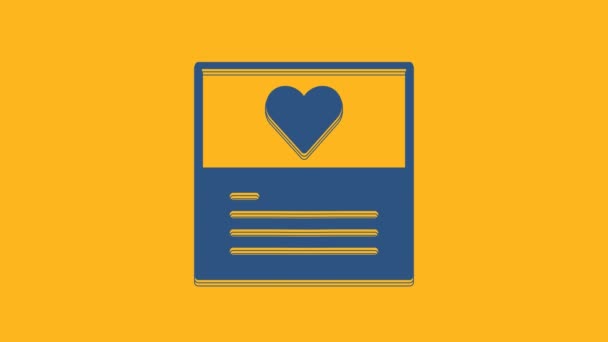 Blue Greeting Card Icon Isolated Orange Background Celebration Poster Template — Stockvideo