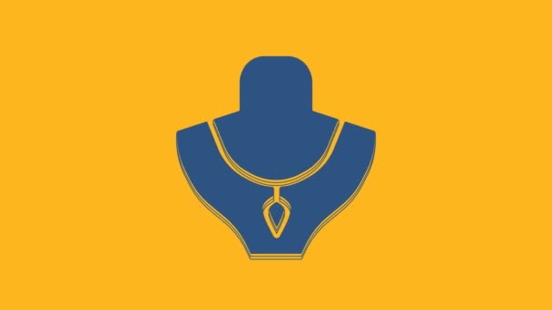 Blue Necklace Mannequin Icon Isolated Orange Background Video Motion Graphic — Stock videók