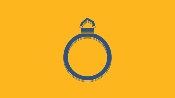 Blue Diamond Engagement Ring Icon Isolated Orange Background Video Motion — 비디오