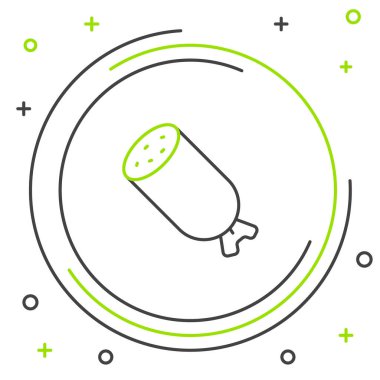 Beyaz arkaplanda izole edilmiş salam sosisi simgesi. Et şarküteri ürünü. Renkli taslak konsepti. Vektör