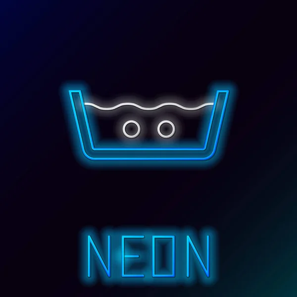 Glödande Neon Linje Tvätt Grader Celsius Ikon Isolerad Svart Bakgrund — Stock vektor