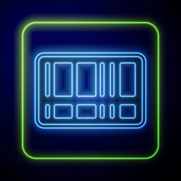 Leuchtendes Neonfarbenes Barcode Symbol Auf Blauem Hintergrund Vektor — Stockvektor
