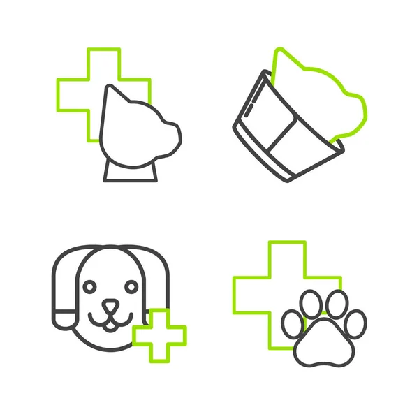 设置兽医诊所的线符号和图标 — 图库矢量图片