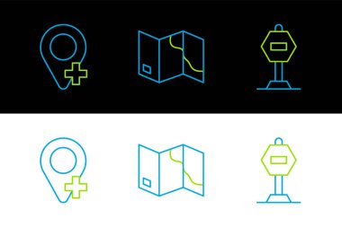 Satır Durma işareti, Konum ve Katlanmış Harita simgesini ayarla. Vektör