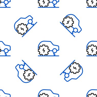 Line Electric araba servisi simgesi beyaz arkaplanda kusursuz desen izole etti. Yenilenebilir ekolojik teknolojiler. Renkli taslak konsepti. Vektör