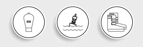 Establecer Línea Botas Bolsa Elevación Boya Flotante Icono Del Mar — Archivo Imágenes Vectoriales