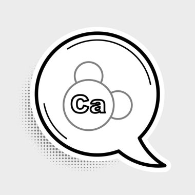 Gri arkaplandaki çizgi mineral kalsiyum ikonu izole edildi. Kimyasal formüllü mineral vitamin kompleksi. Renkli taslak konsepti. Vektör