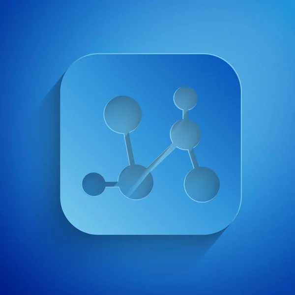 Řez Papíru Ikona Chemického Vzorce Izolovaná Modrém Pozadí Abstraktní Hexagon — Stockový vektor