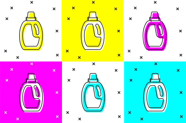 Zestaw Plastikowa Butelka Detergent Prania Wybielacz Płyn Zmywania Naczyń Lub — Wektor stockowy