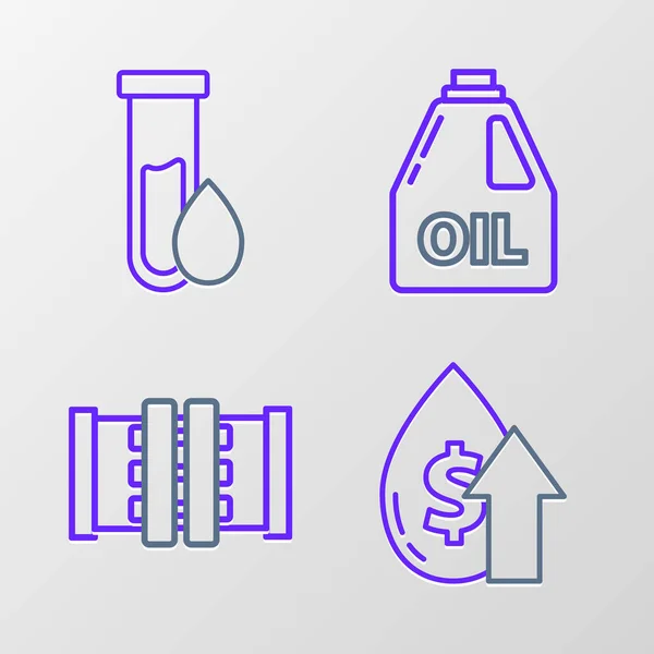 Встановіть Лінію Підвищення Цін Нафту Металеві Труби Промисловості Клапани Каністр — стоковий вектор