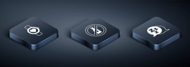Isometric Smart saatini, Sleepy and No alkol ikonunu ayarla. Vektör