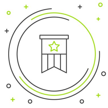 Beyaz arka planda izole edilmiş çizgi Amerikan bayrağı simgesi. ABD bayrağı. Amerika Birleşik Devletleri. Renkli taslak konsepti. Vektör