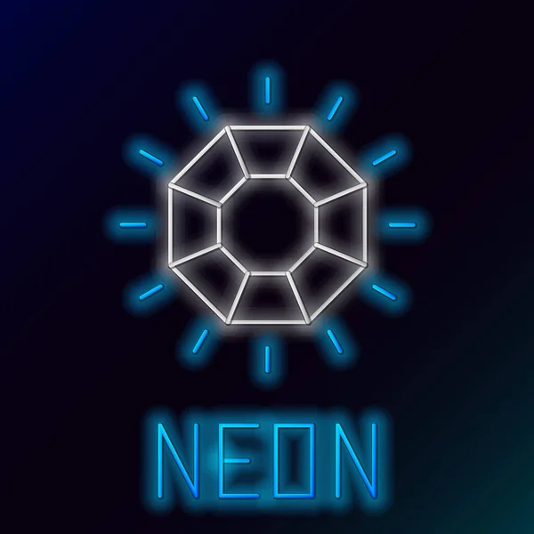 Glödande Neon Linje Diamond Ikon Isolerad Svart Bakgrund Smyckessymbol Gem — Stock vektor