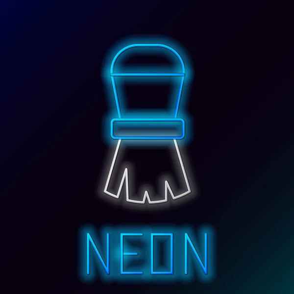 Leuchtende Neon Linie Rasierpinsel Symbol Isoliert Auf Schwarzem Hintergrund Barbershop — Stockvektor