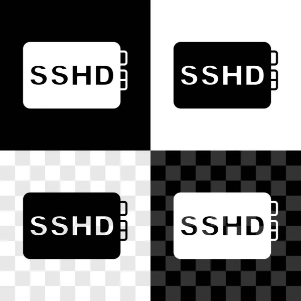 Stel Sshd Kaart Pictogram Geïsoleerd Zwart Wit Transparante Achtergrond Solid — Stockvector