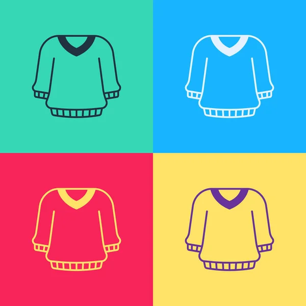 Pop Art Sweter Ikona Izolowane Tle Koloru Ikona Pulowera Znak — Wektor stockowy