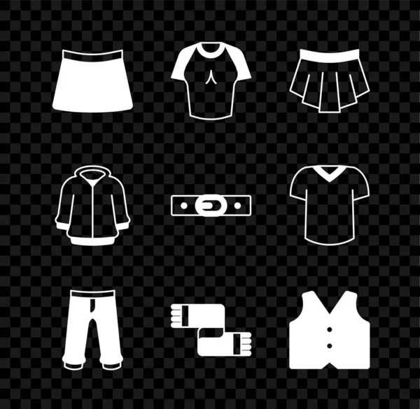 Set Skirt Shirt Pants Winter Scarf Waistcoat Hoodie Belt Icon — Stock Vector