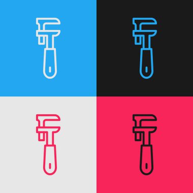 Pop Art Line Pipe ayarlanabilir anahtar simgesi renk arkaplanında izole edildi. Vektör.