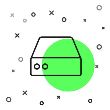 Siyah çizgi sunucusu, Data, Web sunucu simgesi beyaz arkaplanda izole edildi. Vektör