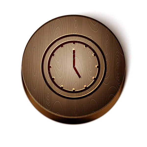 Καφέ Γραμμή Ρολόι Εικονίδιο Απομονώνονται Λευκό Φόντο Σύμβολο Χρόνου Κουμπί — Διανυσματικό Αρχείο
