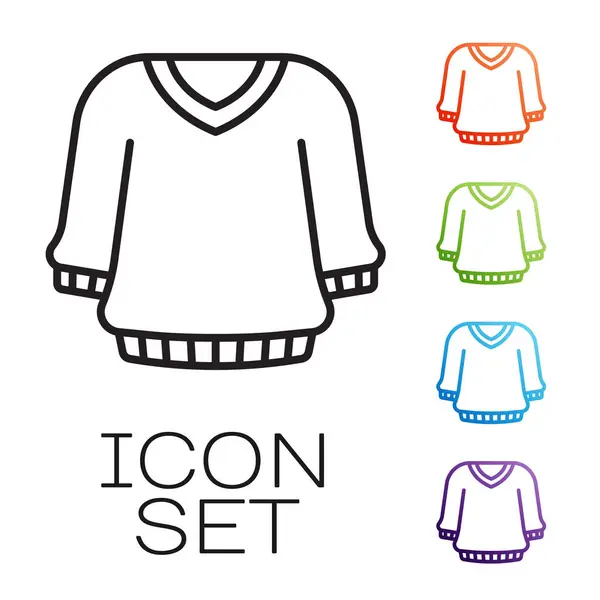 Black Line Sweater Icon Isolated White Background Pullover Icon Sweatshirt — Vector de stock