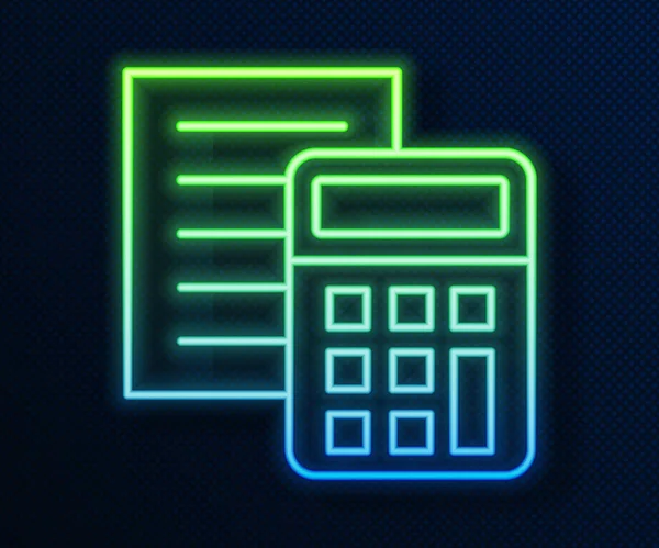 Zářící Neonová Čára Kalkulačka Ikona Izolované Modrém Pozadí Účetní Symbol — Stockový vektor